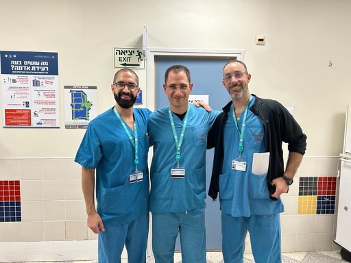 Lalumwe co-founder Dr. Michael Estreicher (right) with head of the emergency room, Dr. XXXX (center), and Dr. XXXX (left)